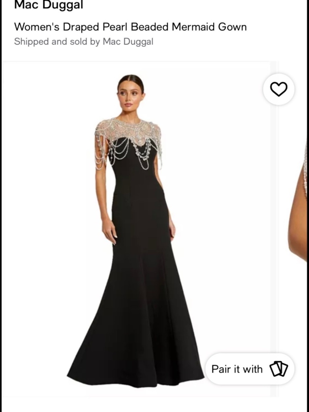 Draped Pearl Beaded Mermaid Dress